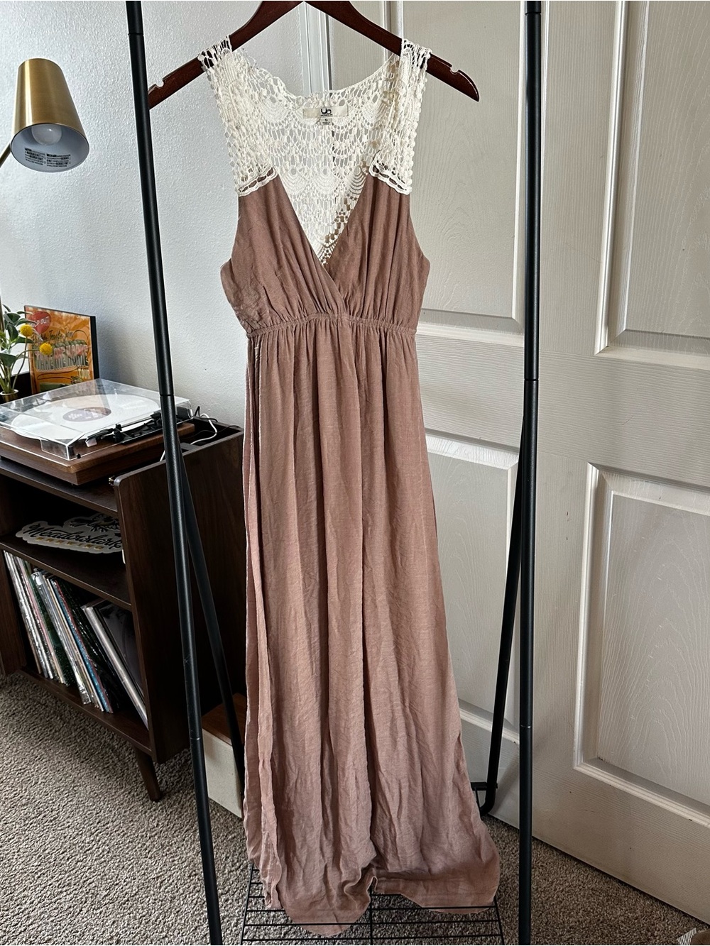 Ya Los Angeles Mauve Maxi Dress with Cream Crochet Yoke 🦋